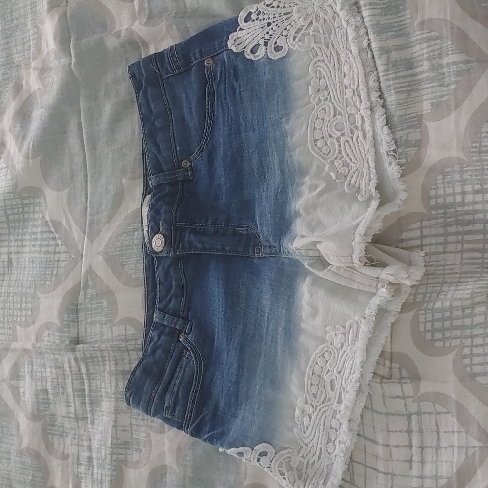 Dip Dyed Jean Shorts with Applique